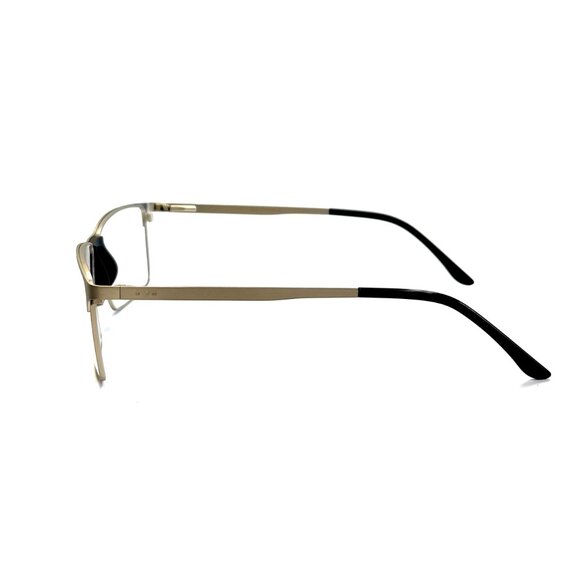 Men's Rectangular Matte Gunmetal Eyeglasses & Black Plastic Bridge & Temple Tips - Picture 3 of 11